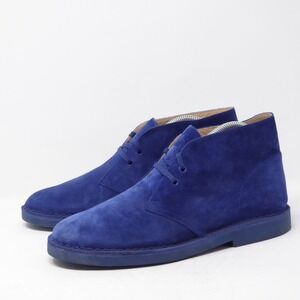 Clarks Desert Boot Blue Suede Ankle Lace Up Casual Chukka Womens US 10M